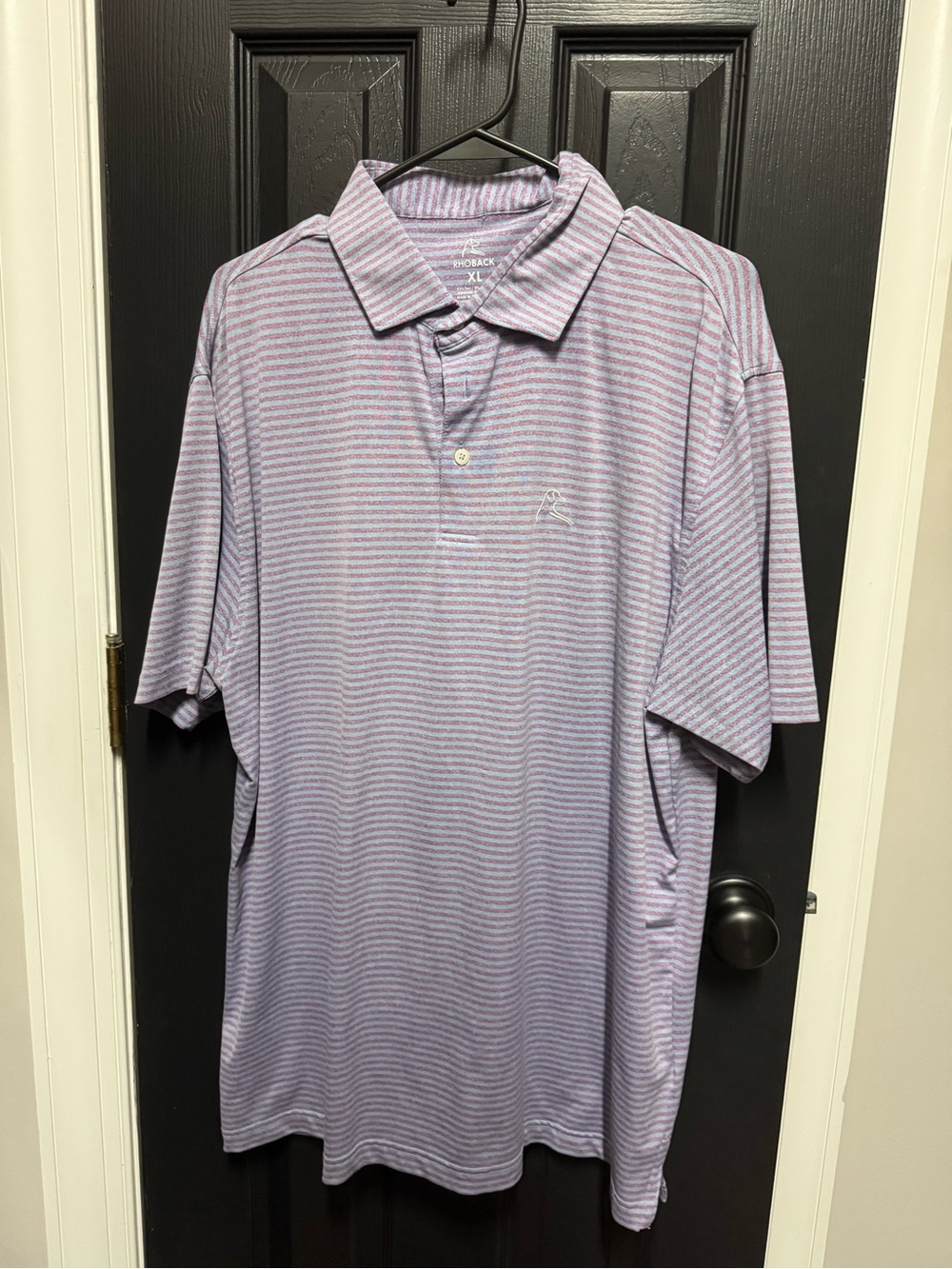 Rhoback Lavender & White Performance Striped Polo